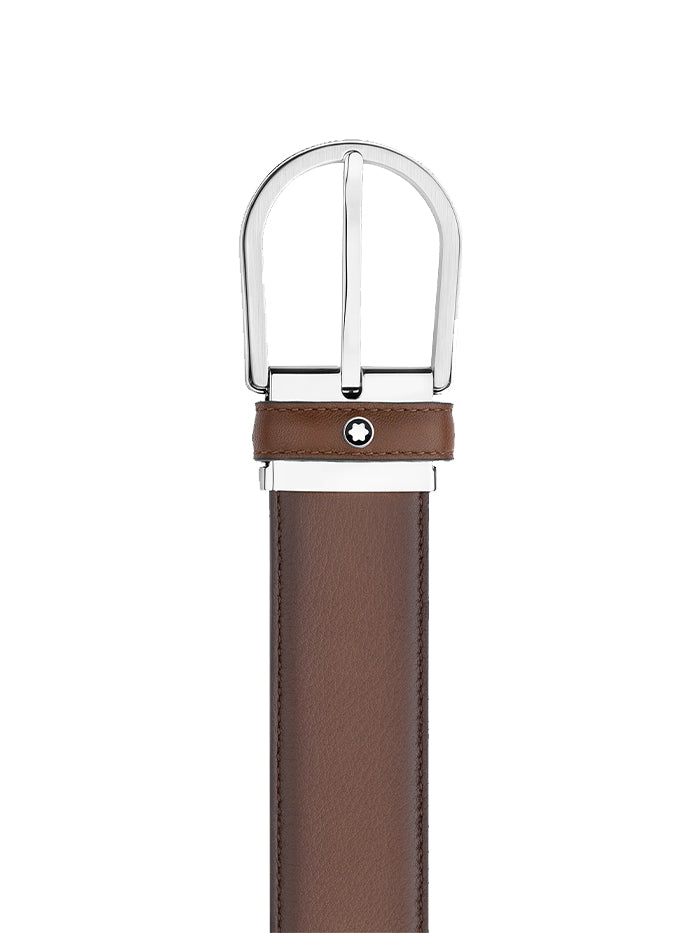 HORSESHOE BUCKLE BROWN 35 MM LEATHER BELT