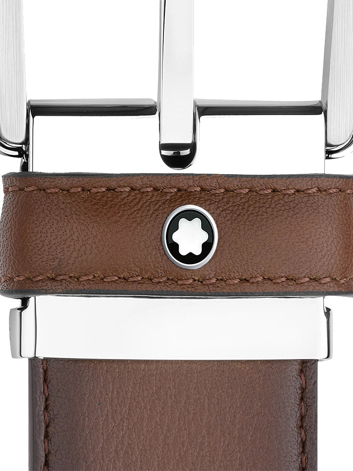 HORSESHOE BUCKLE BROWN 35 MM LEATHER BELT