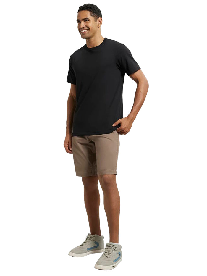 Men&#39;s Super Combed Mercerised Cotton Woven Straight Fit Dark Khaki Short