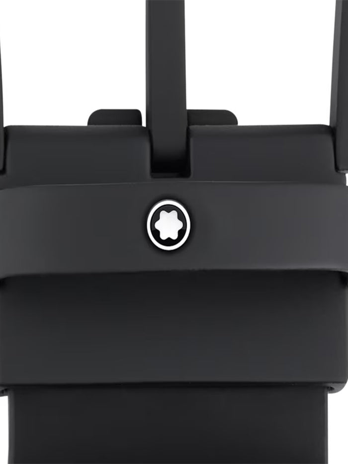 Horseshoe buckle black 35 mm leather belt