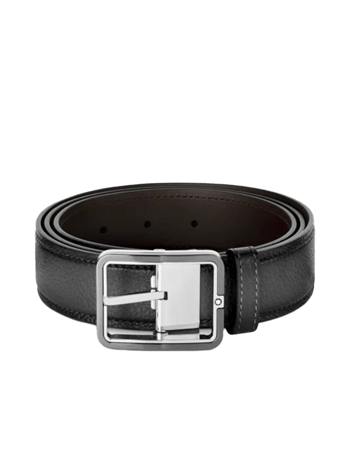 Horseshoe buckle black/brown 30 mm reversible leather belt - Luxury Belts