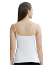 Ladies Super Combed Cotton Rib White Camisole with Adjustable Straps