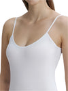 Ladies Super Combed Cotton Rib White Camisole with Adjustable Straps