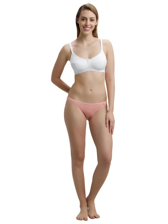 Ladies Wirefree Non Padded Super Combed Cotton Elastane Stretch Full Coverage Plus Size White Bra
