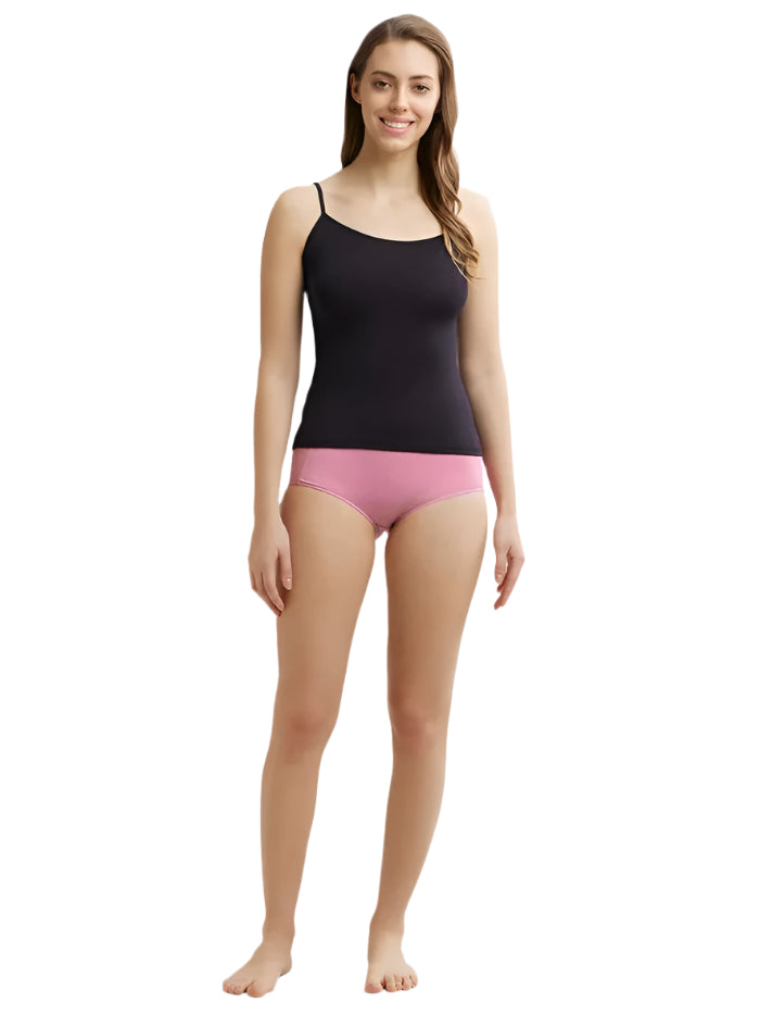 Ladies Micro Modal Elastane Stretch Black Camisole with Adjustable Straps