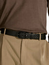 HORSESHOE BUCKLE BLACK 35 MM LEATHER BELT