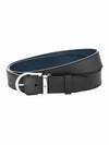 HORSESHOE BUCKLE BLACK / BLUE 35 MM REVERSIBLE LEATHER BELT