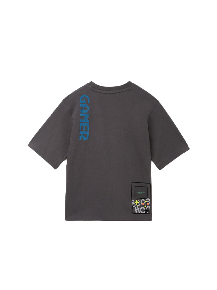 BOXY FIT ROUND NECK PRINTED T-SHIRT