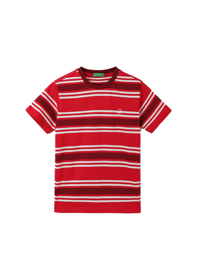 REGULAR FIT ROUND NECK STRIPED PATTERN T-SHIRT