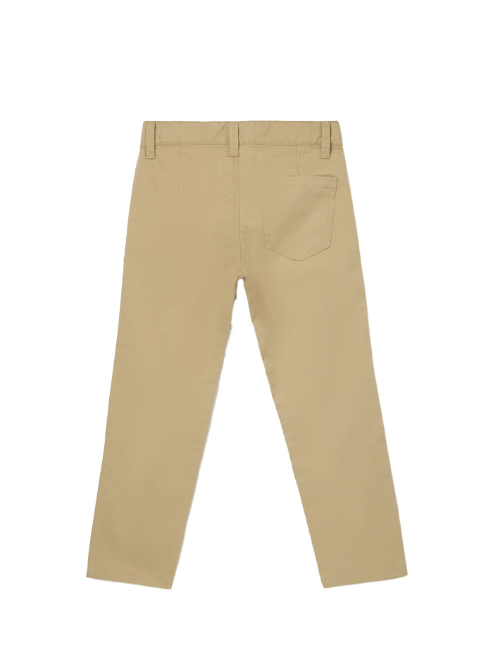 BOY'S SOLID SLIM FIT TROUSERS WITH BUTTON CLOSURE