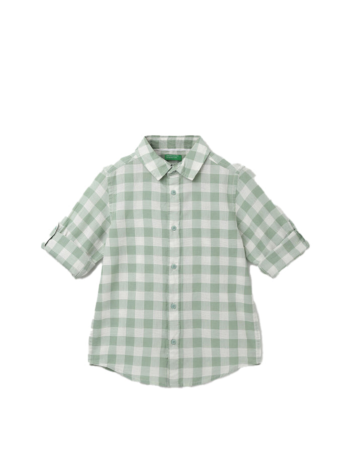 BOY'S REGULAR FIT SPREAD COLLAR CHECKED SHIRT