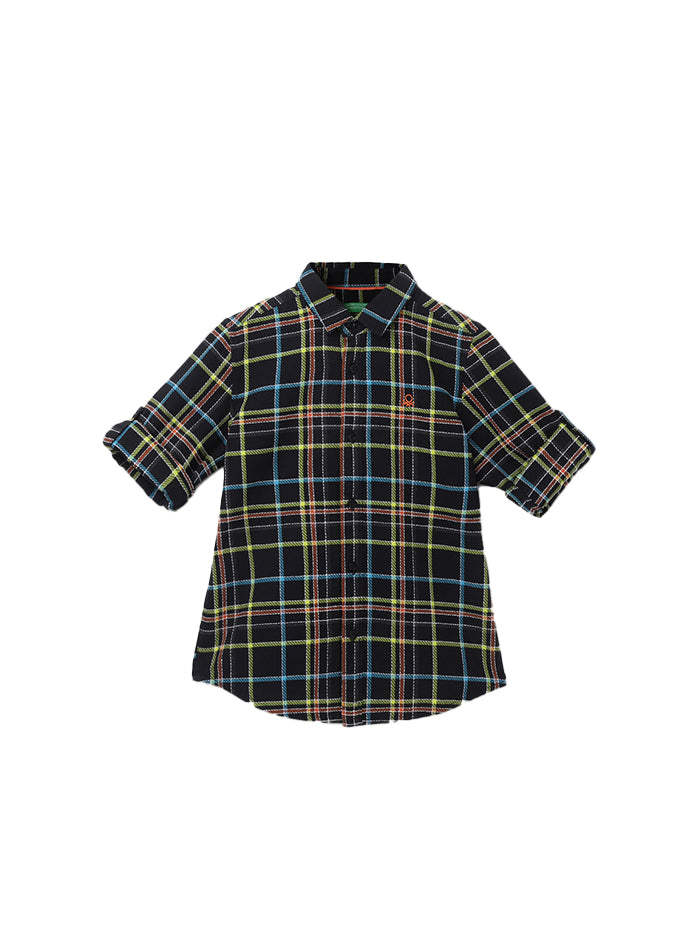 BOY'S REGULAR FIT SPREAD COLLAR CHECKED SHIRT