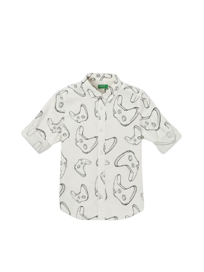 BOY'S REGULAR FIT SPREAD COLLAR PRINTED SHIRT
