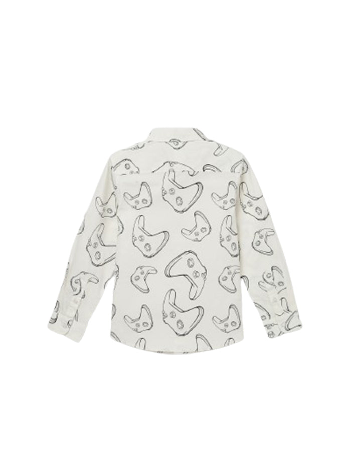 BOY'S REGULAR FIT SPREAD COLLAR PRINTED SHIRT