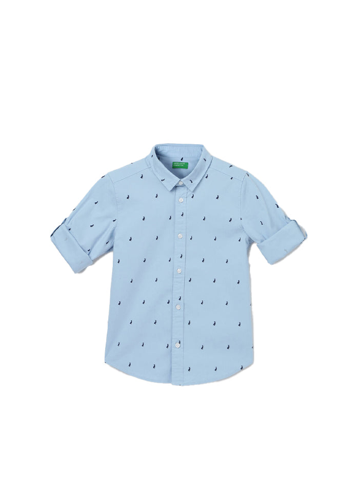 BOY'S REGULAR FIT SPREAD COLLAR PRINTED SHIRT