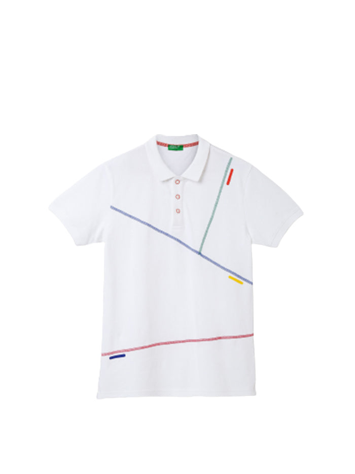 MEN STRIPED POLO COLLAR T-SHIRT