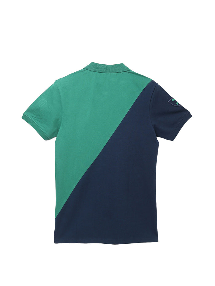 EMBROIDERED HALF-AND-HALF POLO T-SHIRT