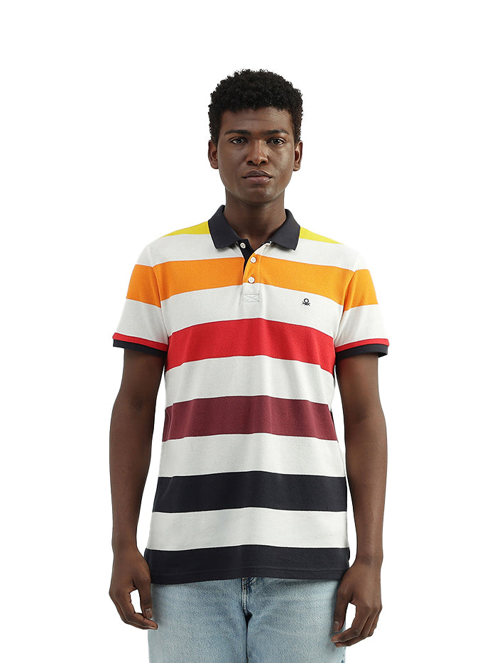 COTTON STRIPED POLO COLLAR MENS T-SHIRTS