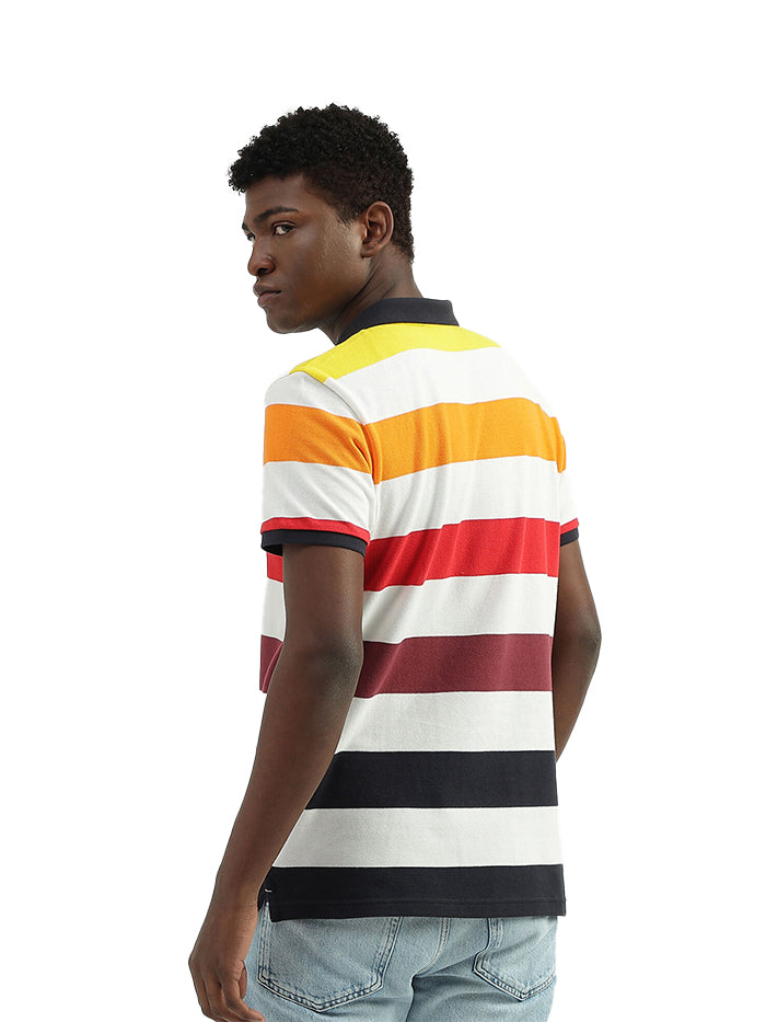 COTTON STRIPED POLO COLLAR MENS T-SHIRTS
