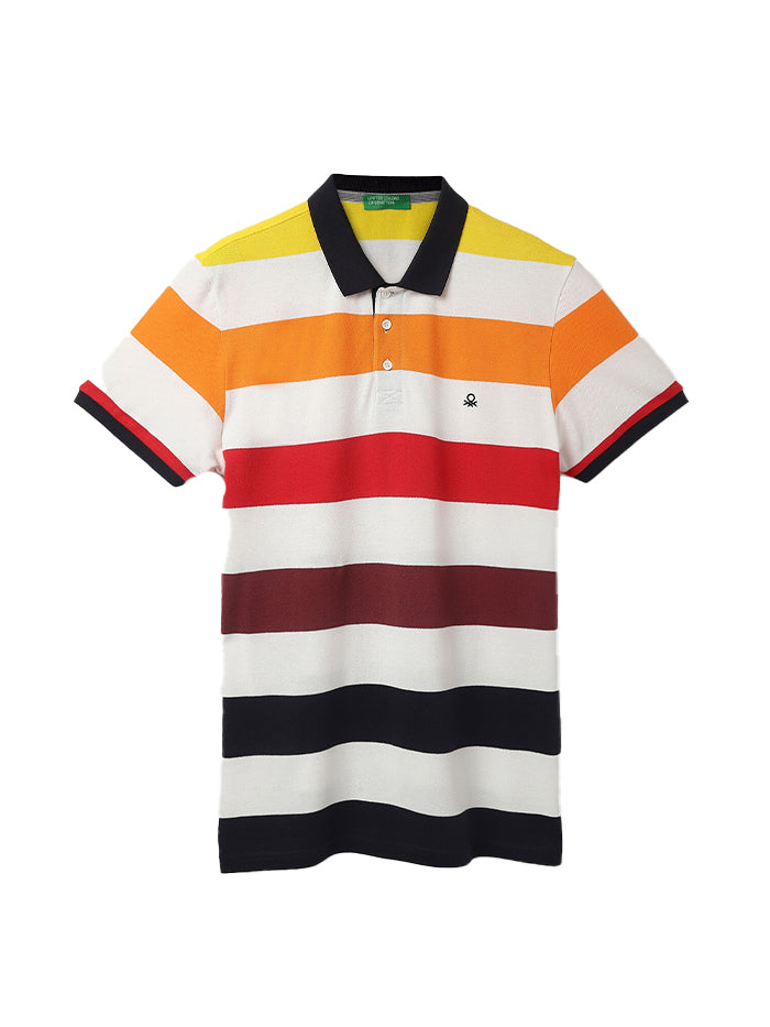 COTTON STRIPED POLO COLLAR MENS T-SHIRTS