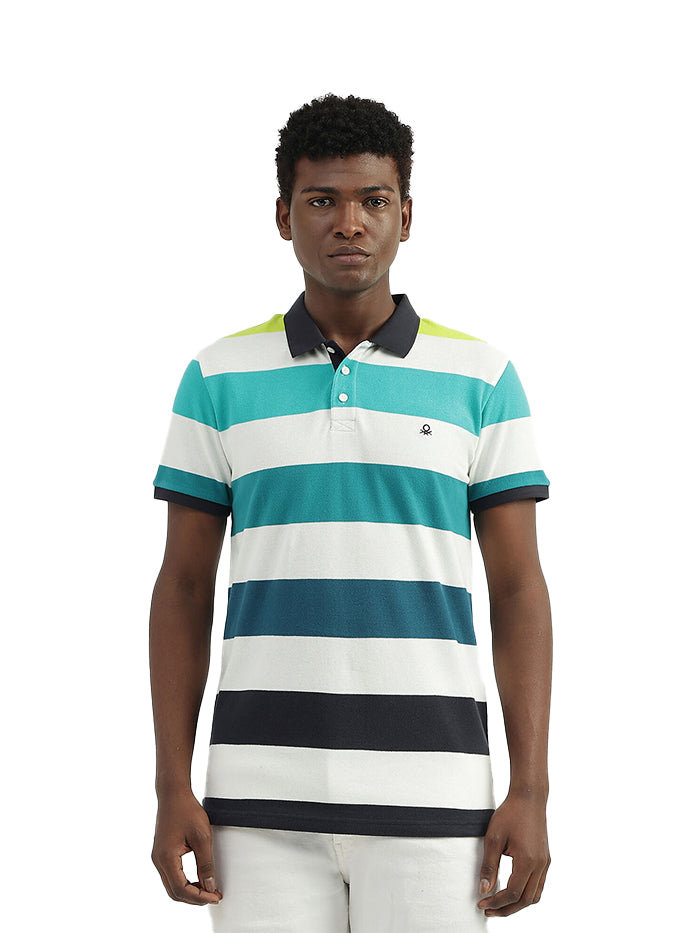 COTTON STRIPED POLO COLLAR MENS T-SHIRTS