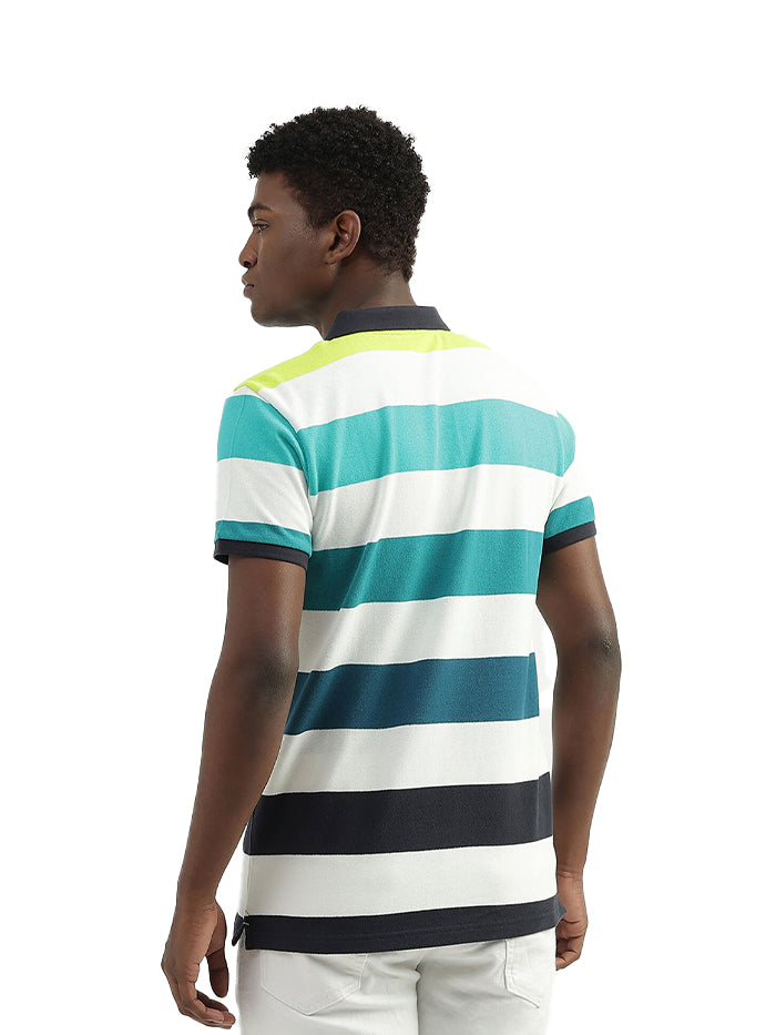 COTTON STRIPED POLO COLLAR MENS T-SHIRTS
