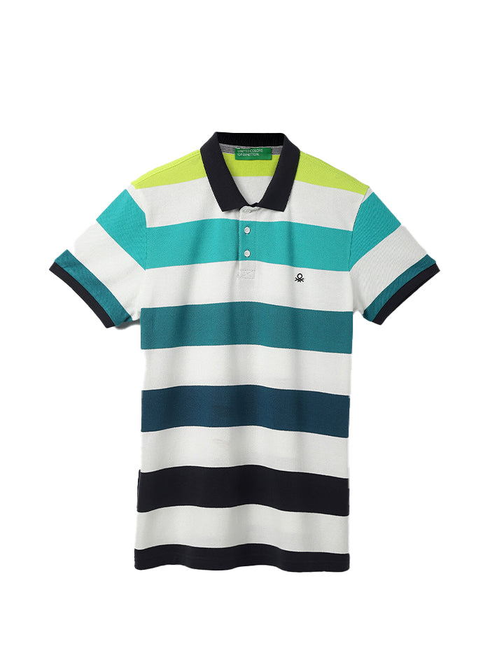 COTTON STRIPED POLO COLLAR MENS T-SHIRTS