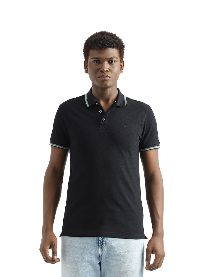 PURE COTTON TEXTURED SHORT SLEEVE POLO SHIRT