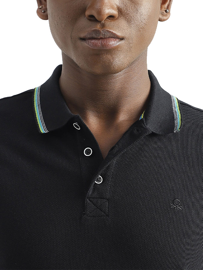 PURE COTTON TEXTURED SHORT SLEEVE POLO SHIRT