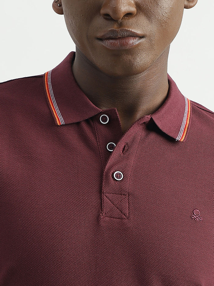 PURE COTTON TEXTURED SHORT SLEEVE POLO SHIRT
