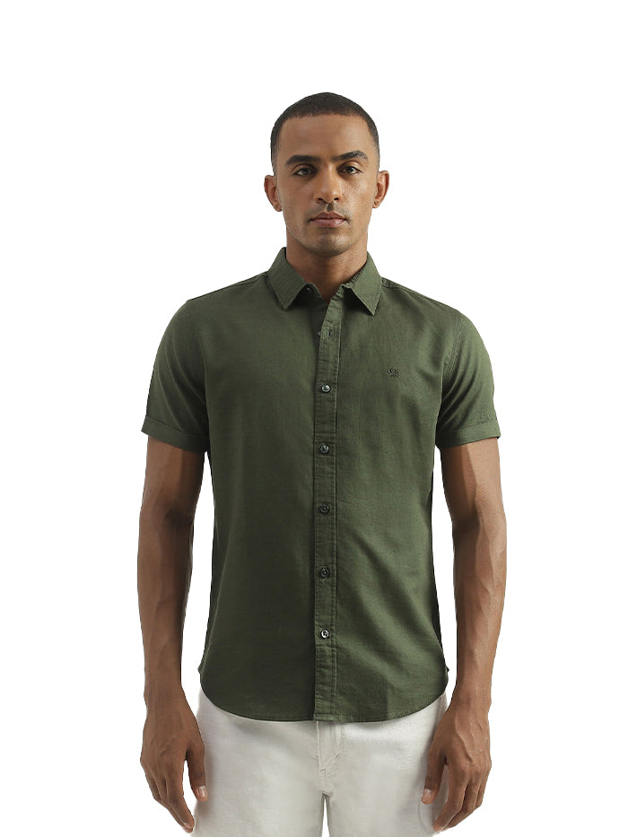 OLIVE LINEN SHIRT