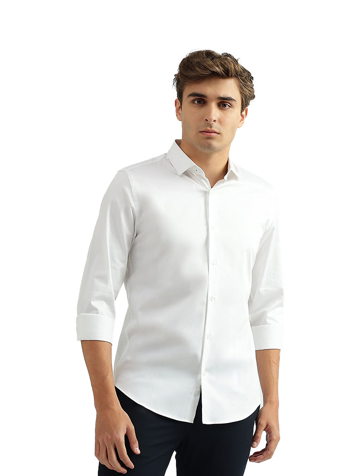 MEN SOLID CUTAWAY COLLAR SHIRT