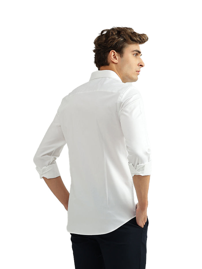 MEN SOLID CUTAWAY COLLAR SHIRT