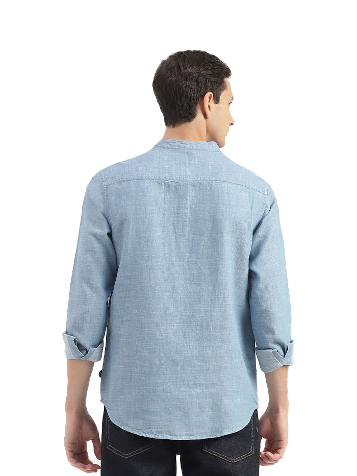 SLIM FIT MANDARIN COLLAR PATTERNED SHIRT