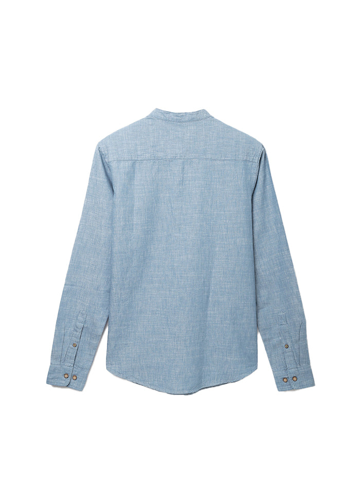 SLIM FIT MANDARIN COLLAR PATTERNED SHIRT