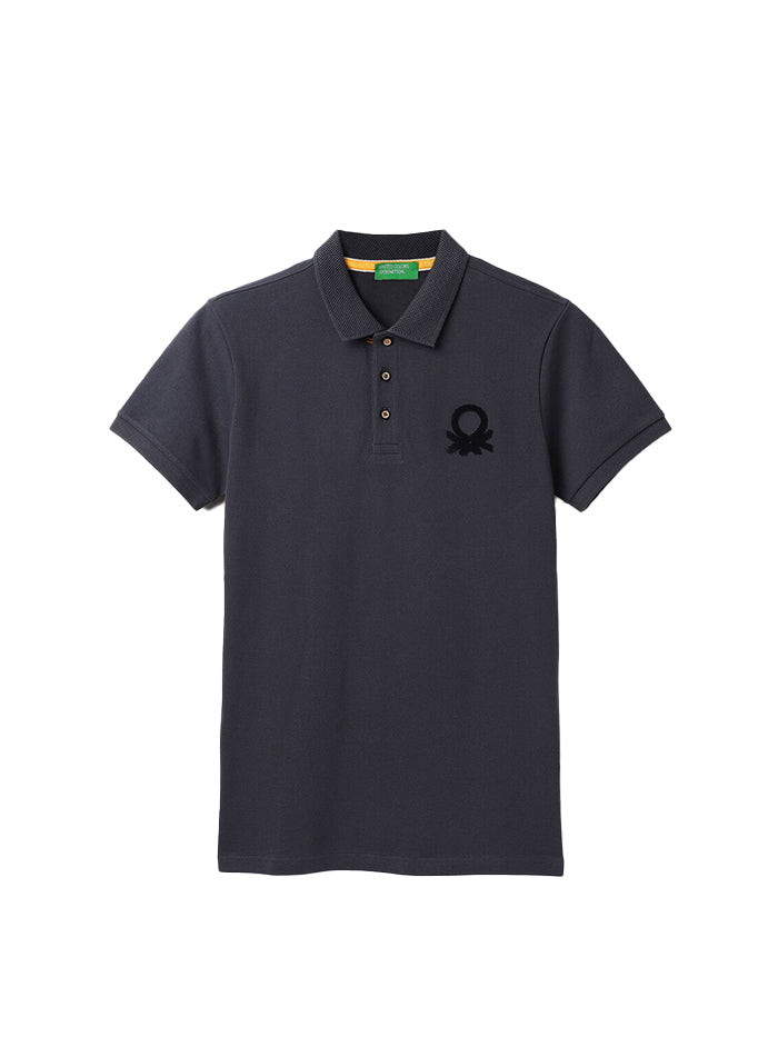 REGULAR FIT RIBBED COLLAR SOLID T-SHIRT