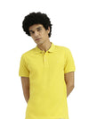 REGULAR FIT RIBBED COLLAR SOLID T-SHIRT