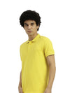 REGULAR FIT RIBBED COLLAR SOLID T-SHIRT