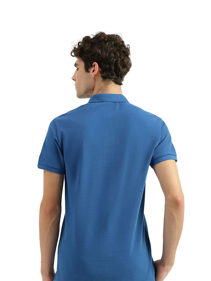 REGULAR FIT RIBBED COLLAR SOLID T-SHIRT