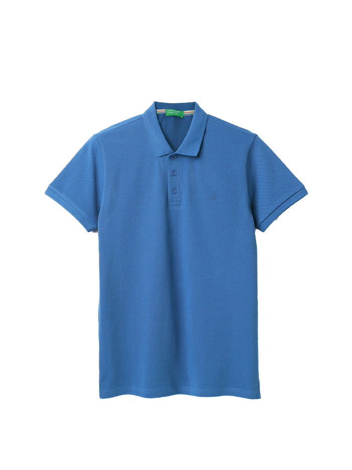 REGULAR FIT RIBBED COLLAR SOLID T-SHIRT