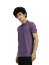 REGULAR FIT RIBBED COLLAR SOLID T-SHIRT