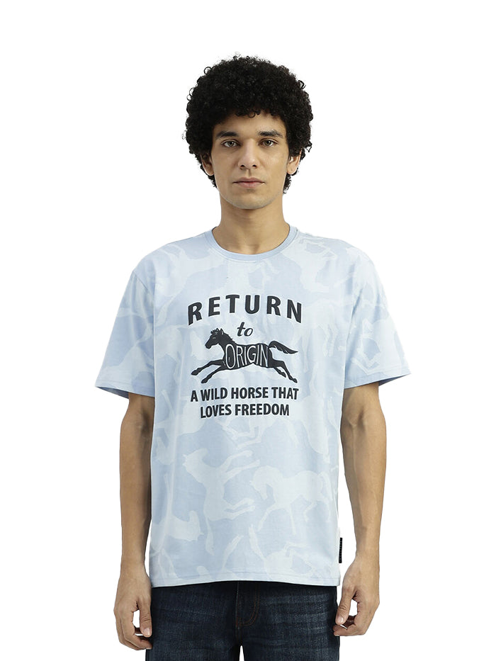RELAXED FIT ROUND NECK PRINTED T-SHIRT