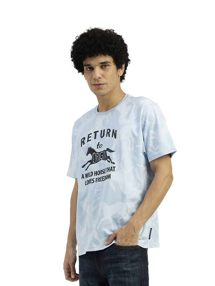RELAXED FIT ROUND NECK PRINTED T-SHIRT