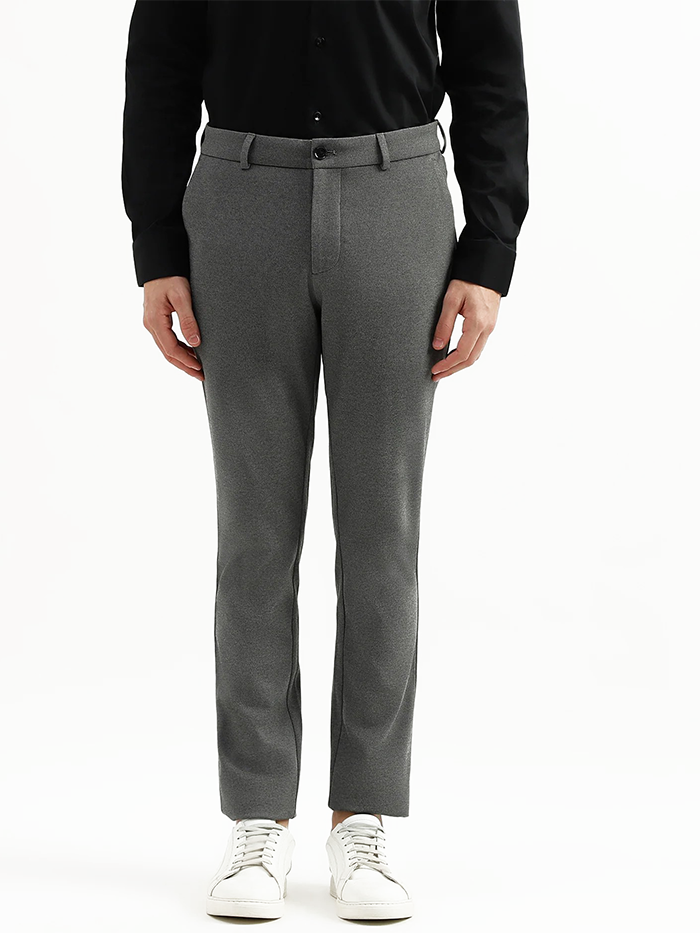 Solid Mid Rise Slim Fit Trousers