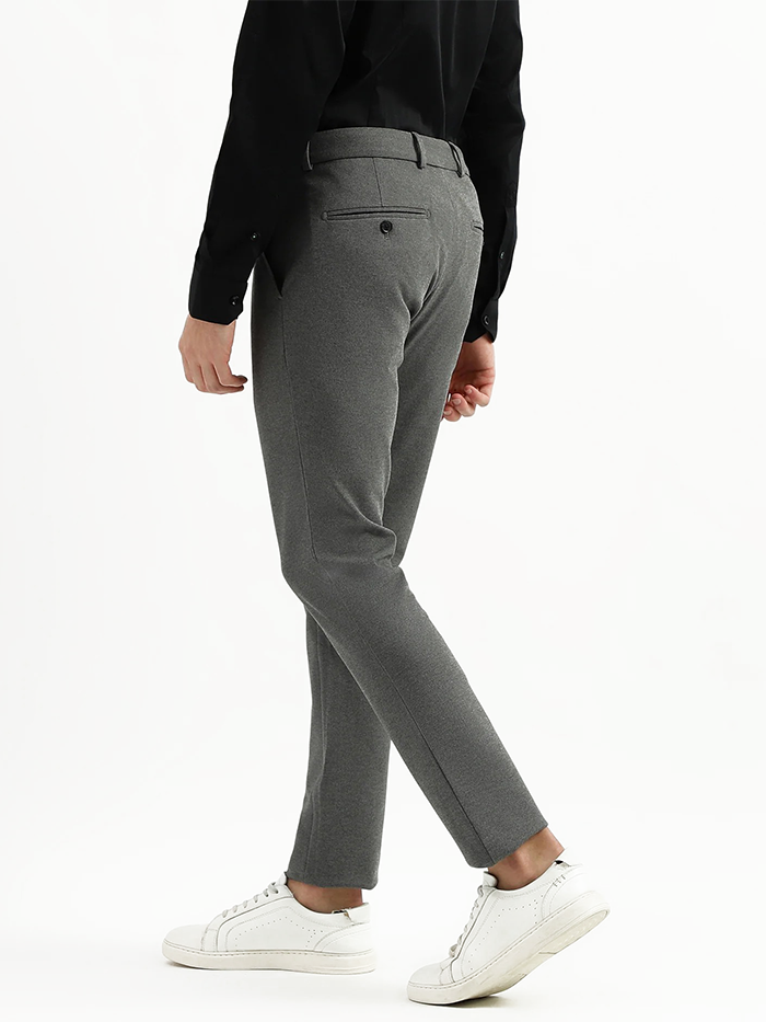 Solid Mid Rise Slim Fit Trousers
