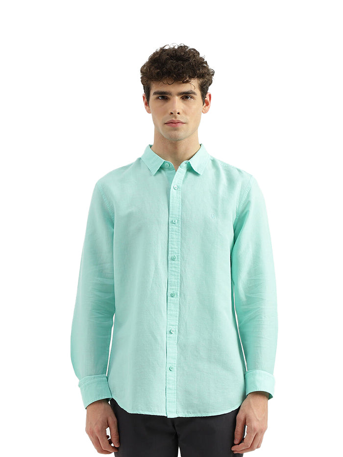 SLIM FIT SPREAD COLLAR SOLID SHIRT