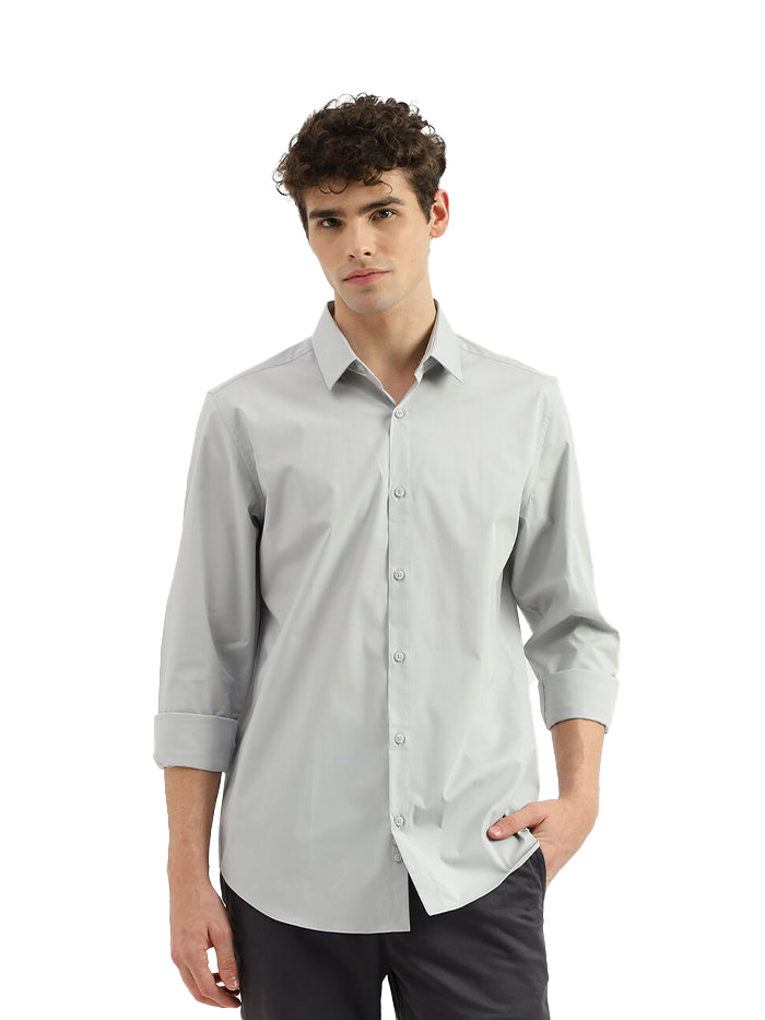 SLIM FIT SPREAD COLLAR SOLID SHIRT