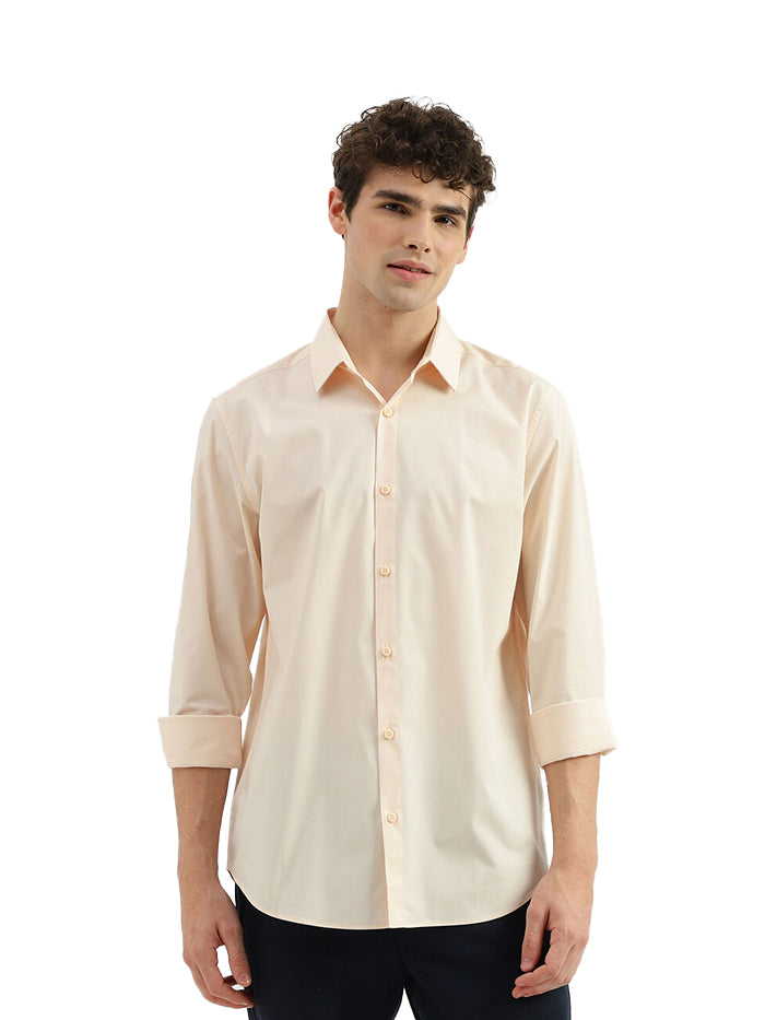 SLIM FIT SPREAD COLLAR SOLID SHIRT