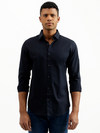 Slim Fit Spread Collar Solid Shirt