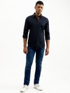 Slim Fit Spread Collar Solid Shirt